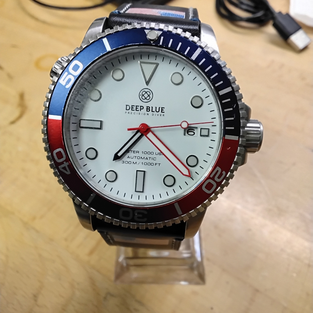 Deep Blue 1000 USA Presicion Diver Seiko NH35 Automatic Men's Watch Pepsi Dial